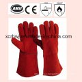 14 pulgadas Ab Grado de piel de vaca dividida guantes de soldadura con Kevlar costura y algodón de revestimiento, de alta calidad de soldadura de cuero guantes precio, Guantes de trabajo de cuero